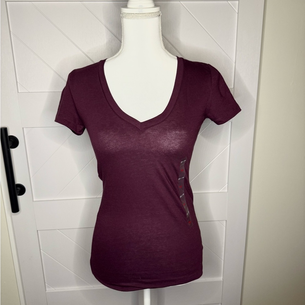 PINK Victoria's Secret Burgundy V-Neck Tee